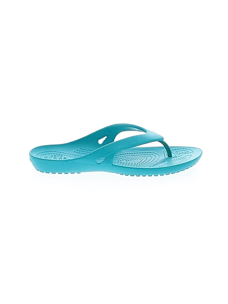 Pre-owned Crocs Flip Flops In Blue