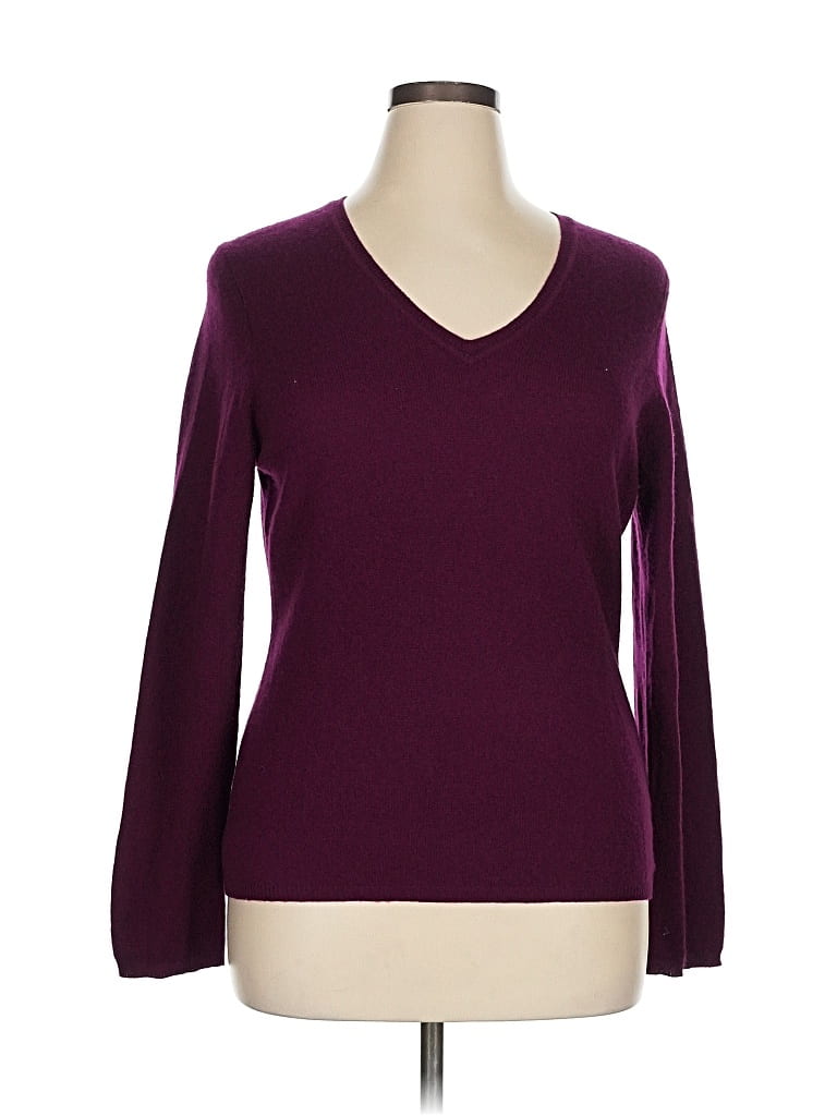 Pre-owned Charter Club Cashmere Pullover Sweater In Burgundy