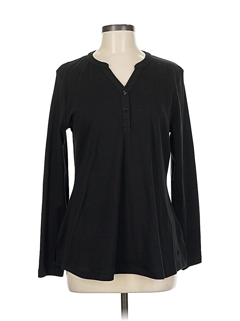 Pre-owned Isaac Mizrahi Live Long Sleeve Blouse In Black