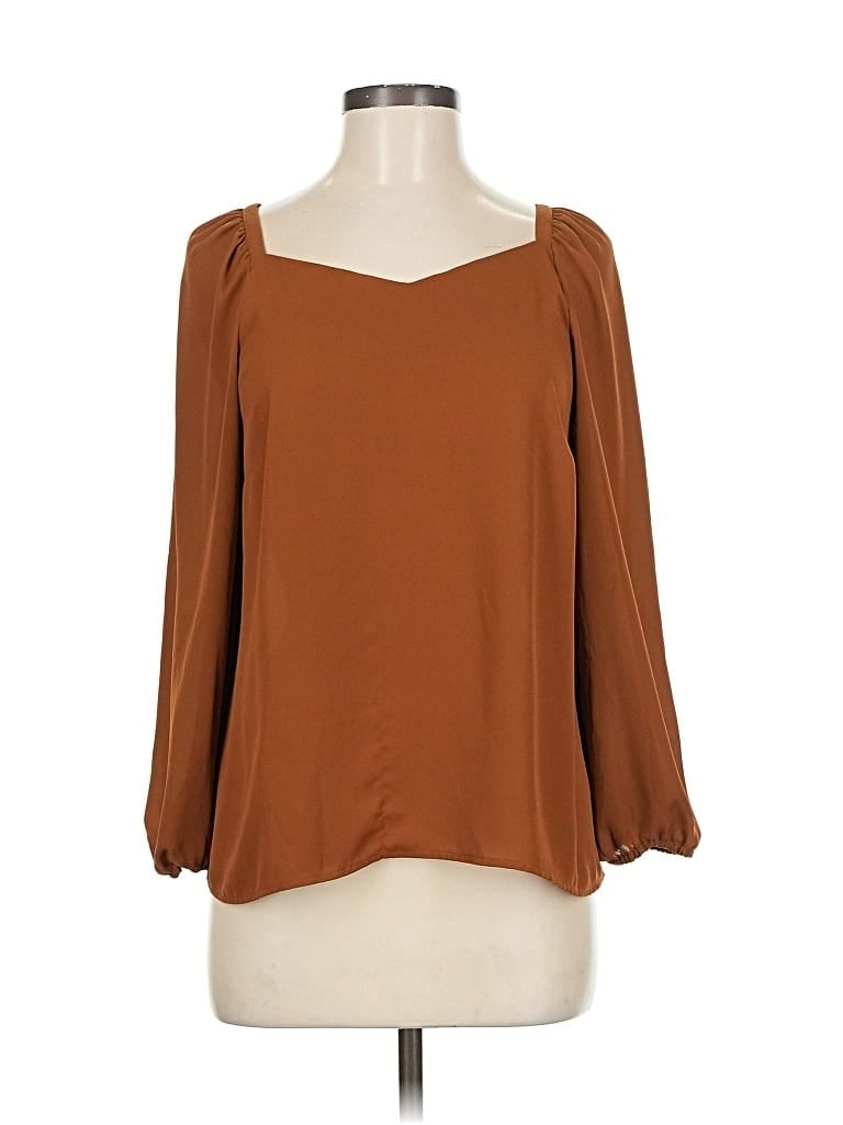 Pre-owned Ann Taylor Factory 3/4 Sleeve Blouse In Brown