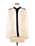 Theory 100% Silk Color Block Ivory Long Sleeve Silk Top Size 00 - photo 1