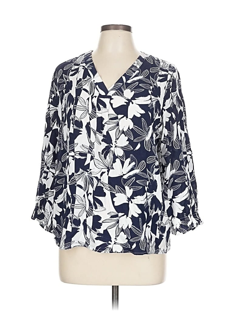 Pre-owned Como Blu 3/4 Sleeve Blouse In Silver
