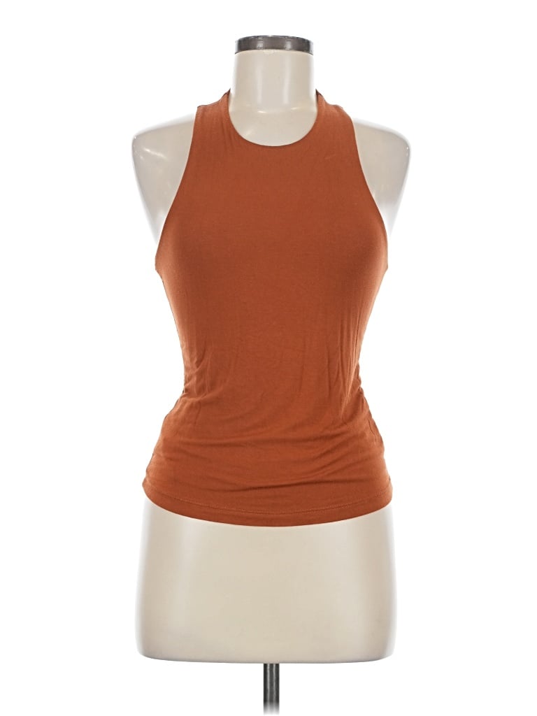 Pre-owned Final Touch Tank Top Orange Halter Neckline Tops