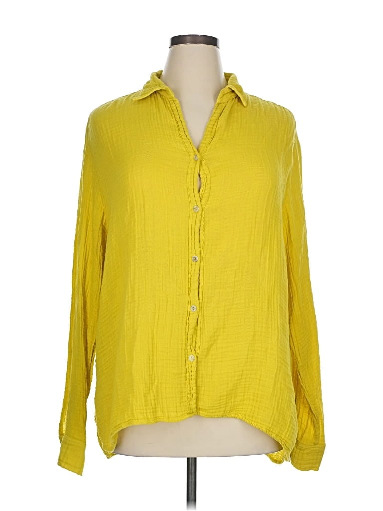 Pre-owned Michael Stars Long Sleeve Blouse In Yellow