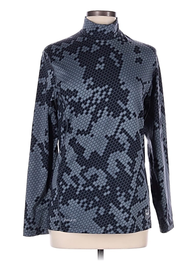 Pre-owned Nike Long Sleeve Top Blue Mock Neckline Tops