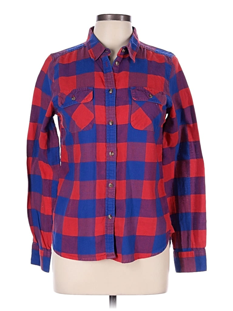 Pre-owned American Eagle Outfitters Long Sleeve Button Down Shirt In Red