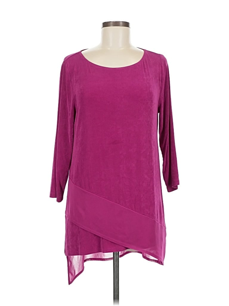Pre-owned Travelers By Chico's 3/4 Sleeve Top Purple Scoop Neck Tops
