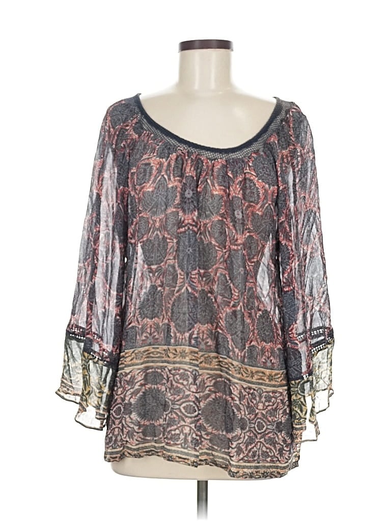 Pre-owned Tracy Reese 3/4 Sleeve Blouse In Gray