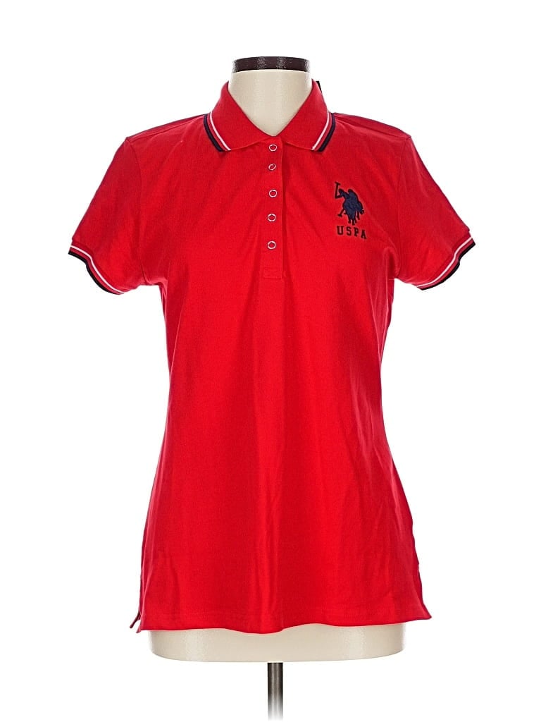 Pre-owned U.s. Polo Assn Short Sleeve Top Red Collared Neckline Tops