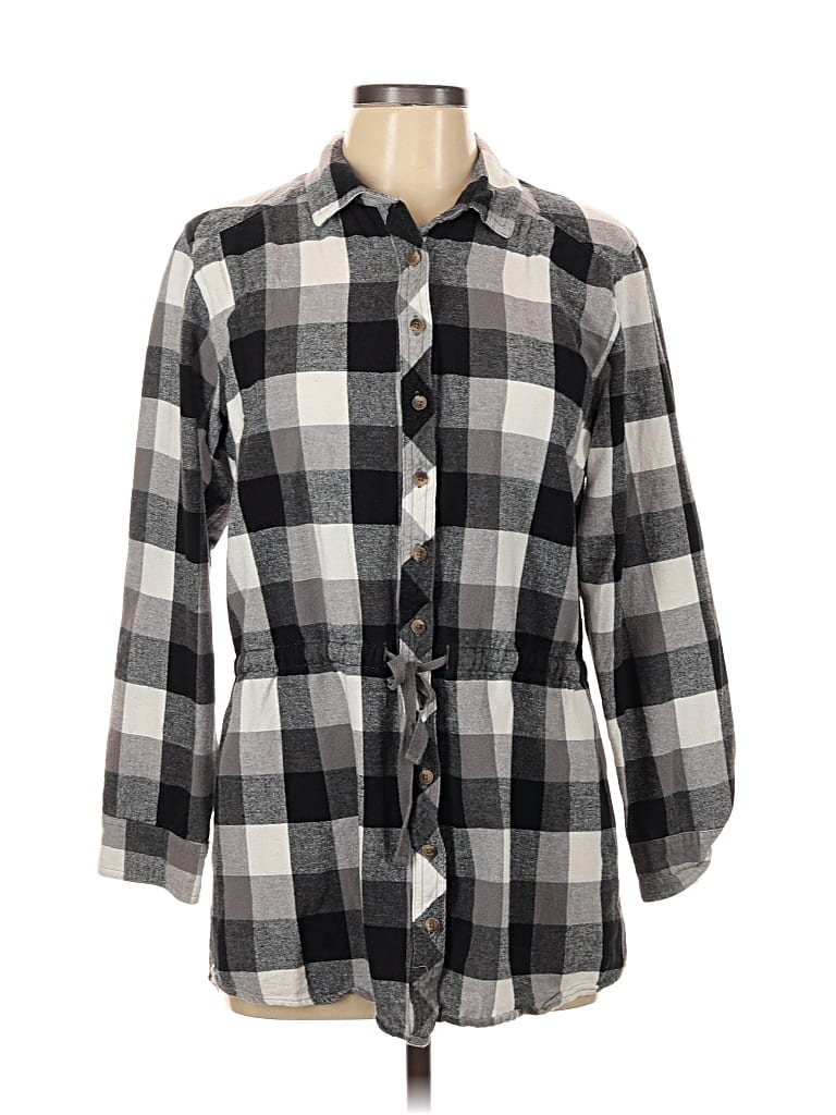 Pre-owned Guide Series 3/4 Sleeve Button Down Shirt In Gray