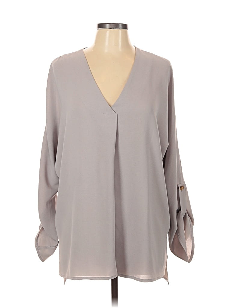 Pre-owned Cupshe Long Sleeve Blouse In Gray