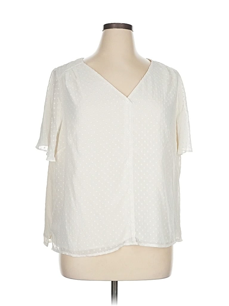Pre-owned Evri Short Sleeve Blouse In White