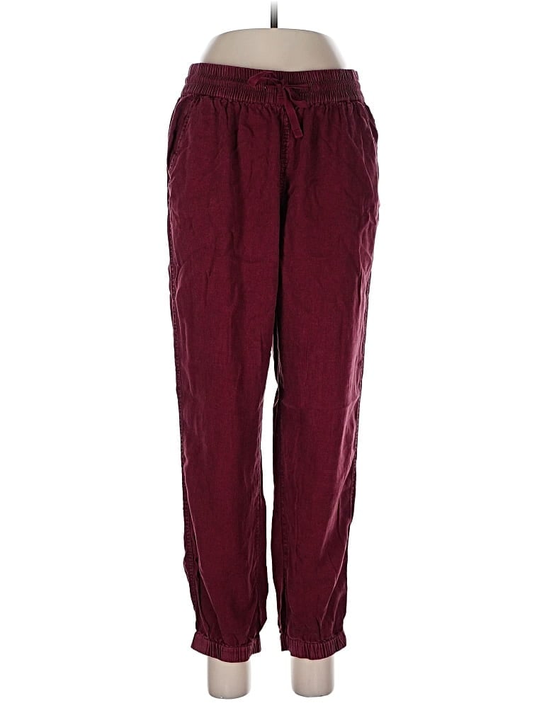 Pre-owned Wonderly Linen Pants In Burgundy