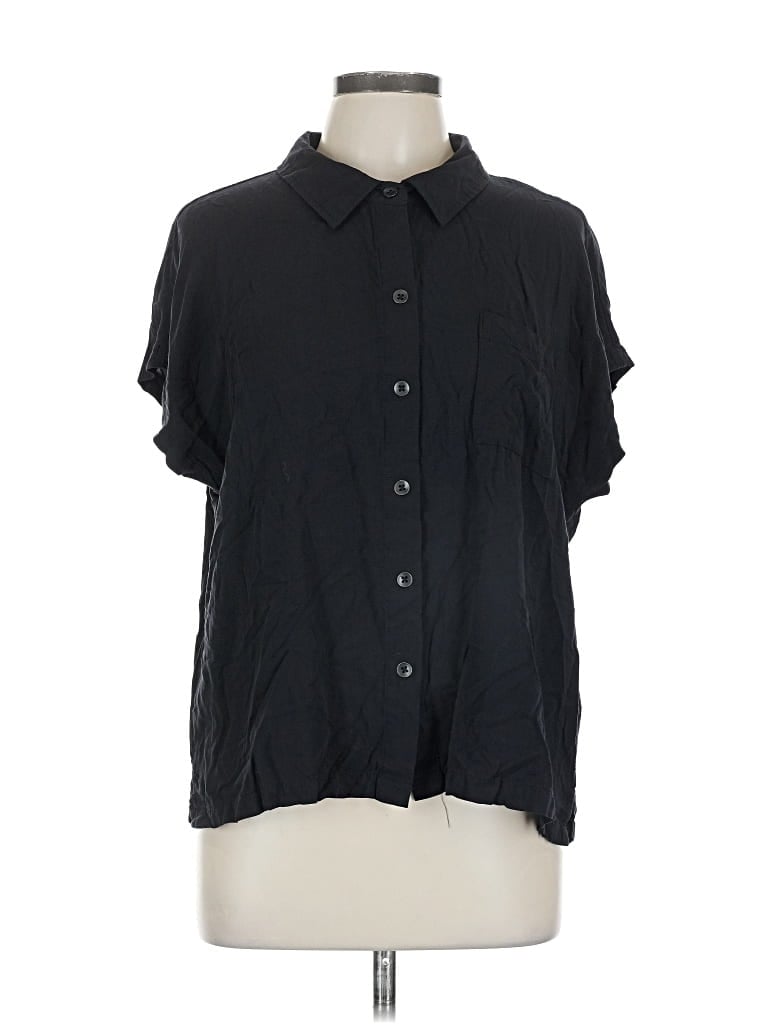 Pre-owned Splendid Short Sleeve Blouse In Black