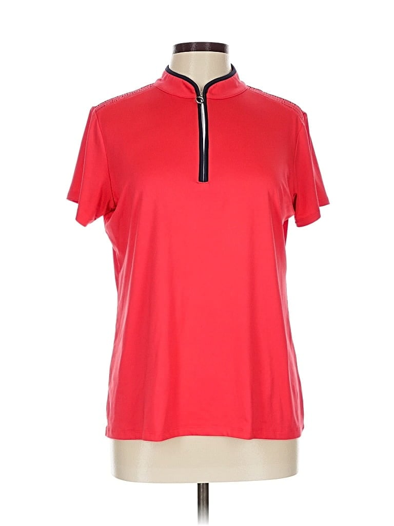 Pre-owned Sport Haley Short Sleeve Top Red Mock Neckline Tops