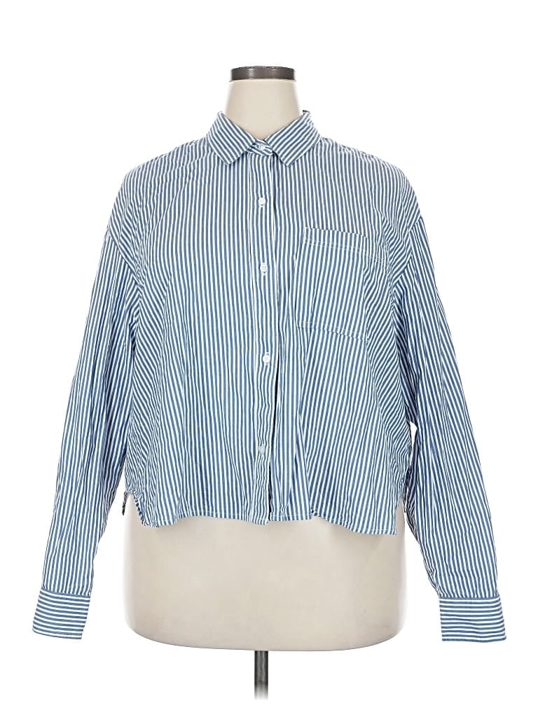 Pre-owned Old Navy Long Sleeve Button Down Shirt In Blue