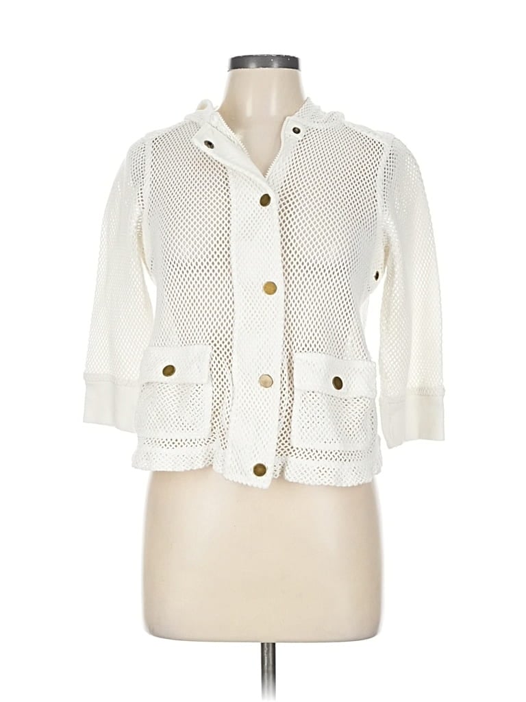 Pre-owned Jones New York Signature Cardigan Sweater In White