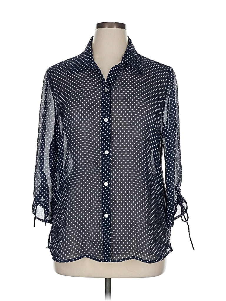 Pre-owned Draper's & Damon's 3/4 Sleeve Blouse In Blue