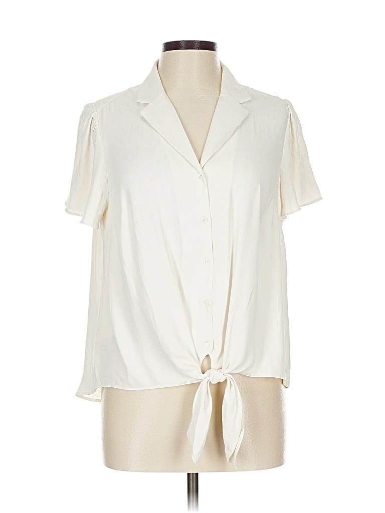 Pre-owned Ann Taylor Short Sleeve Blouse In White