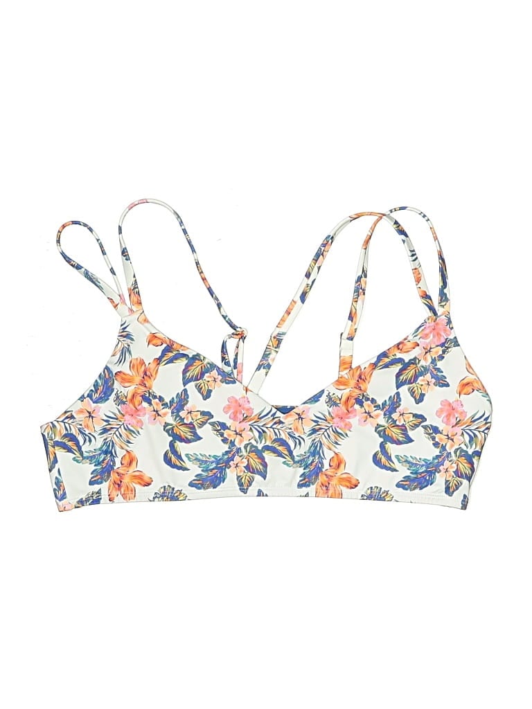 Pre-owned Jolyn Swimsuit Top White Floral Pattern Swimwear