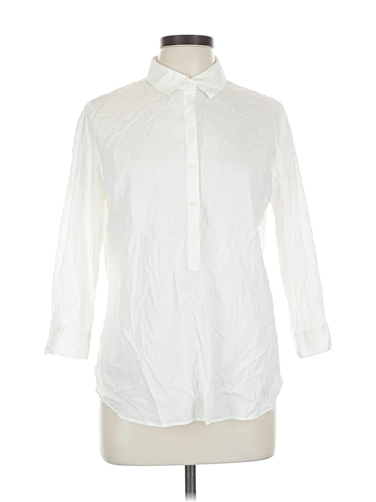 Pre-owned Mossimo 3/4 Sleeve Button Down Shirt In White