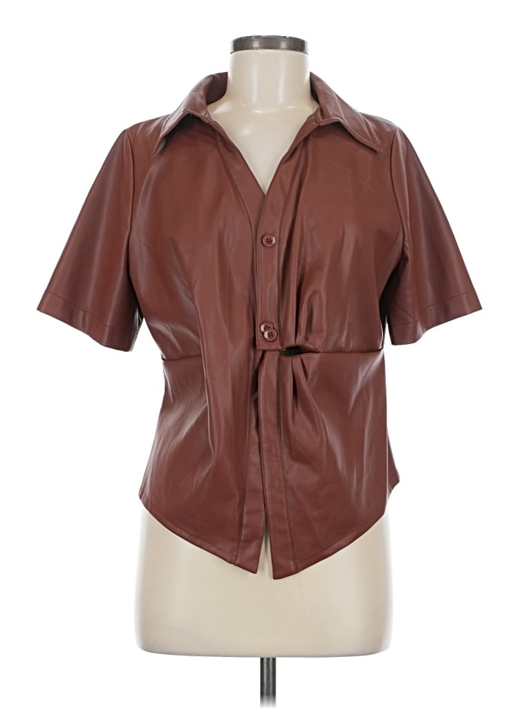 Pre-owned House Of Harlow 1960 Short Sleeve Blouse In Brown