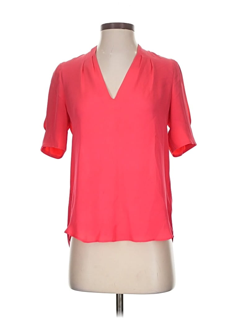 Pre-owned Joie Short Sleeve Silk Top Pink V Neck Tops