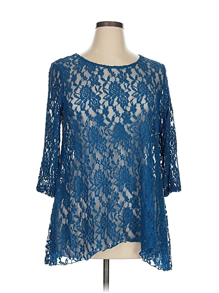 Pre-owned Attitudes By Renee 3/4 Sleeve Blouse In Blue