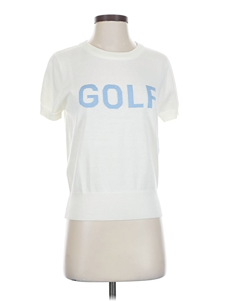 Pre-owned Le Lis Short Sleeve Top White Crew Neck Tops