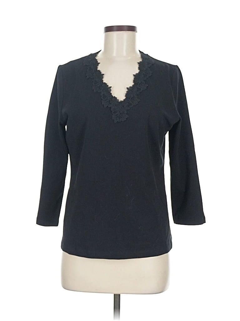 Pre-owned Chico's 3/4 Sleeve T-shirt In Black