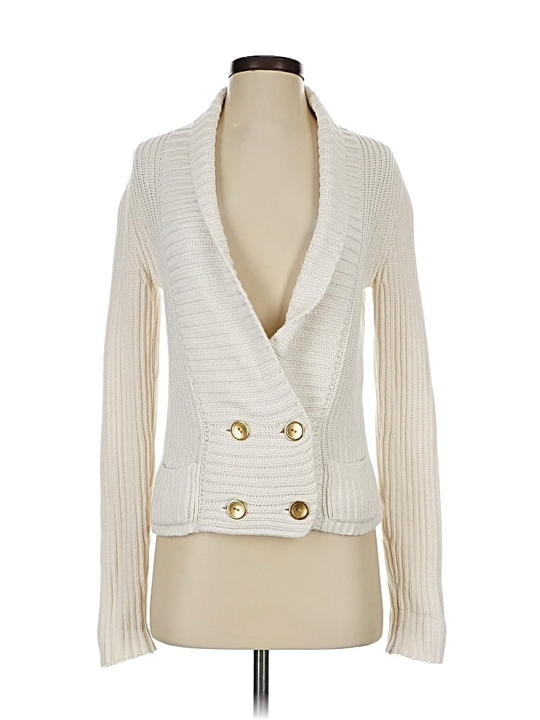 Pre-owned Ann Taylor Cardigan Sweater In White