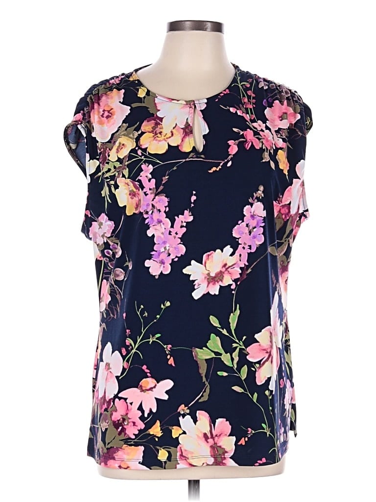 Pre-owned 7th Avenue Design Studio New York & Company Short Sleeve Blouse In Blue