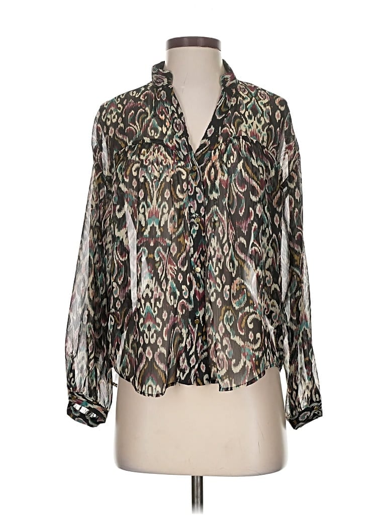 Pre-owned Zara Long Sleeve Blouse In Silver