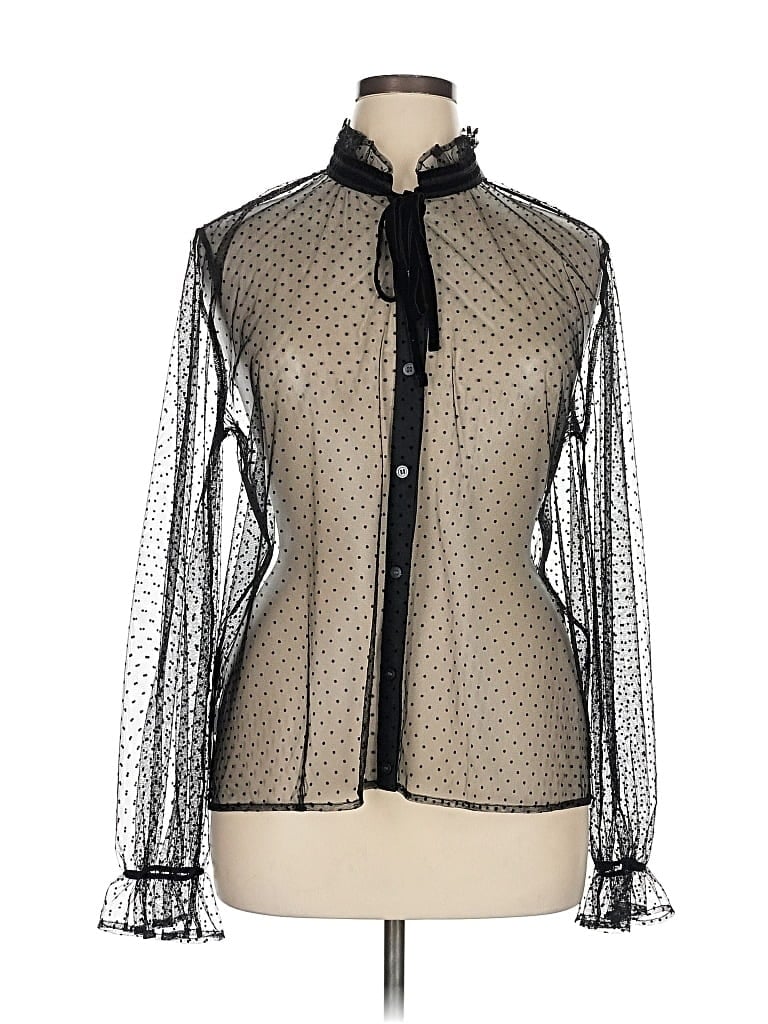 Ann Taylor Loft Long Sleeve Blouse In Black