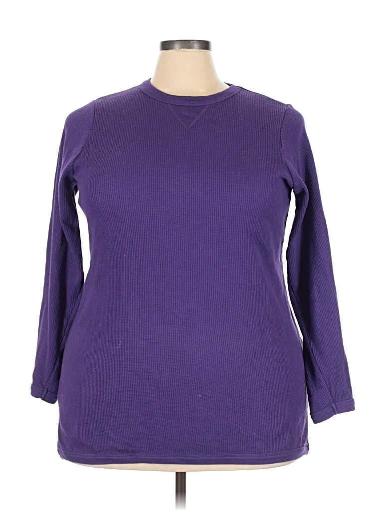 Pre-owned Woman Within 3/4 Sleeve T-shirt In Purple