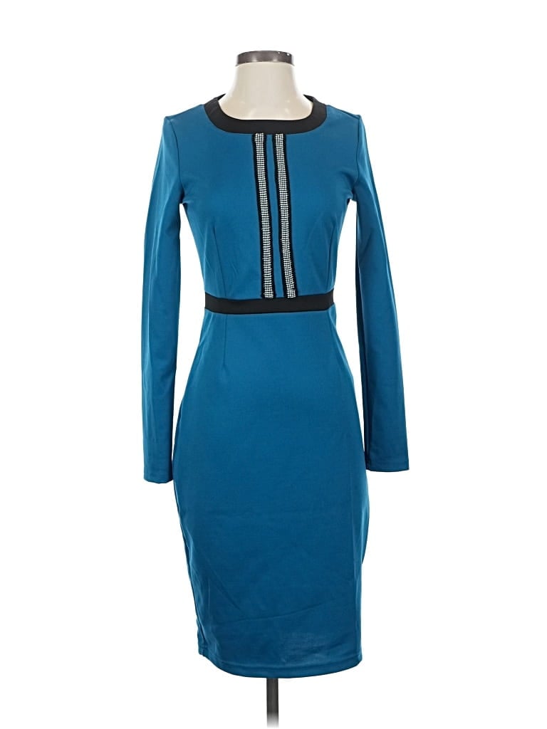 Pre-owned Kardashian Kollection Cocktail Dress In Blue