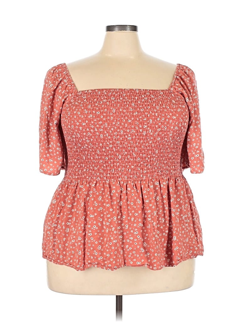 Pre-owned Bobeau 3/4 Sleeve Blouse In Red