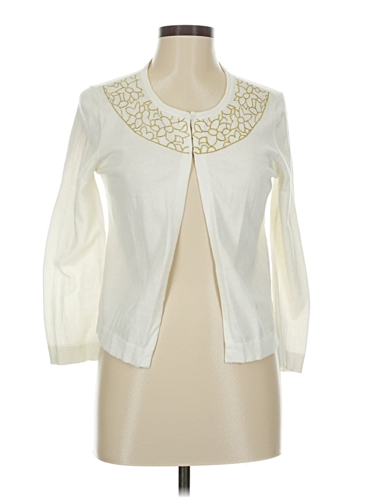 Pre-owned Ann Taylor Loft Outlet Cardigan Sweater In White