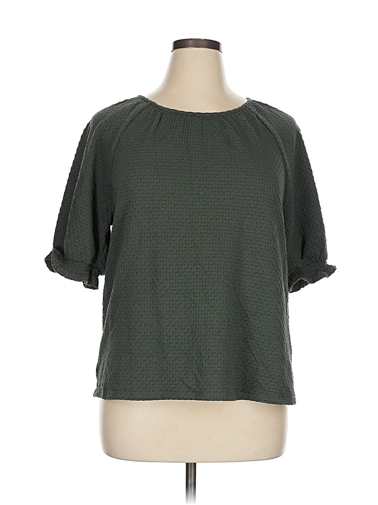 Pre-owned Ann Taylor Loft Outlet Short Sleeve Blouse In Green