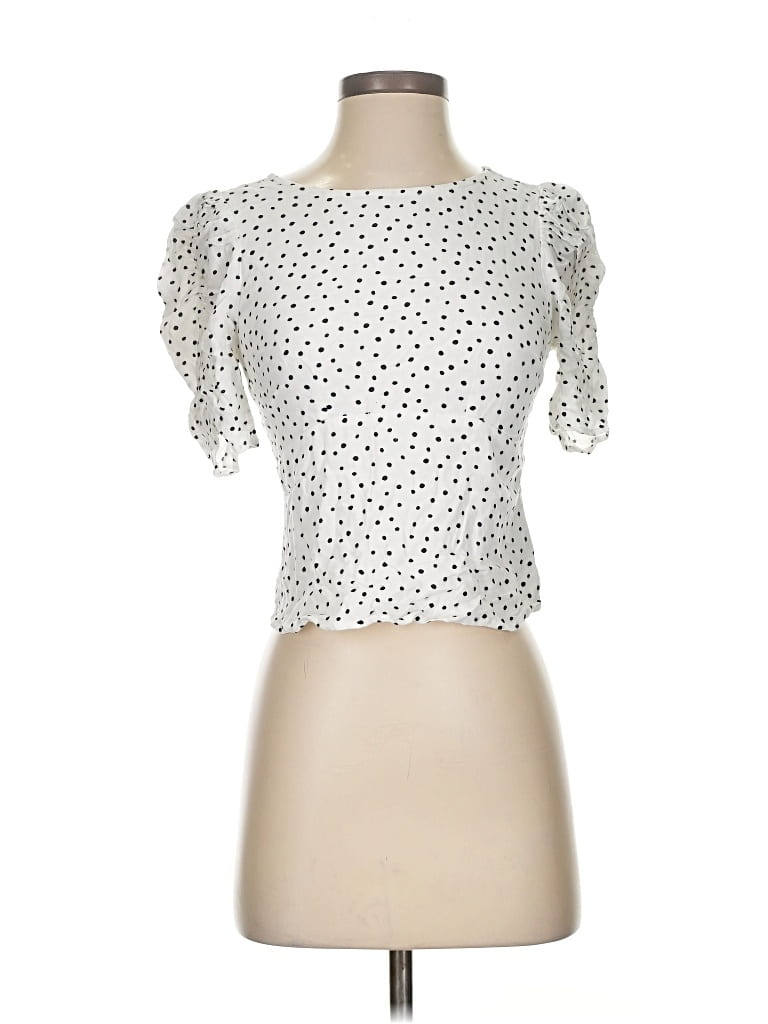 Pre-owned Abercrombie & Fitch Short Sleeve Top White Sweetheart Neckline Tops