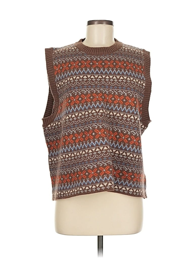 Pre-owned Unbranded Sweater Vest In Brown