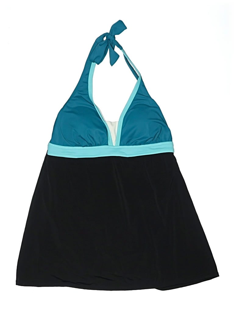 Pre-owned Catalina Swimsuit Top Blue Color Block Pattern Swimwear