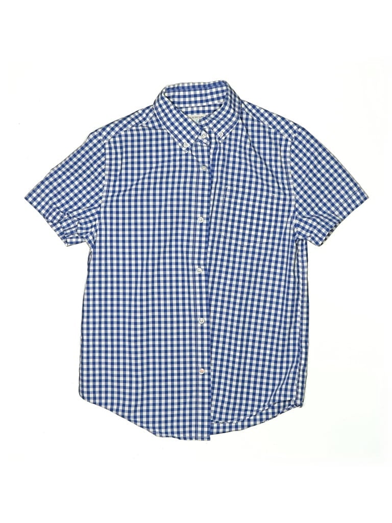 Pre-owned Crewcuts Kids' Short Sleeve Button Down Shirt In Blue