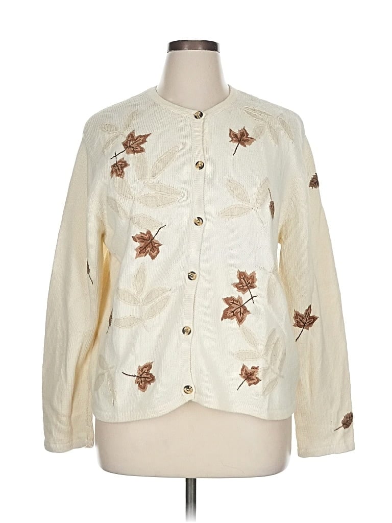 Pre-owned Croft & Barrow Cardigan Sweater In White