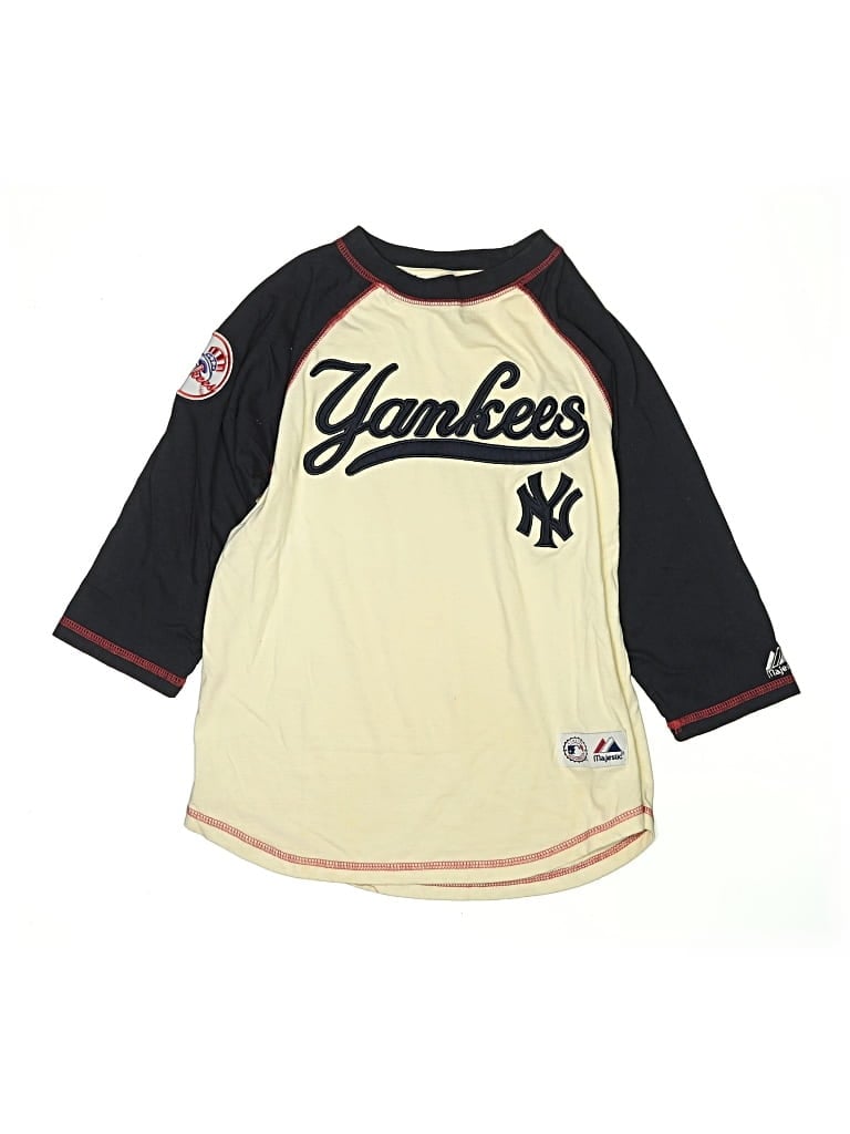 Pre-owned Majestic Kids' 3/4 Sleeve T-shirt In White