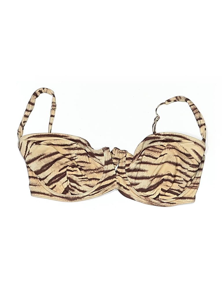 Pre-owned Monday Swimwear Swimsuit Top Tan Animal Print Pattern Swimwear In Brown