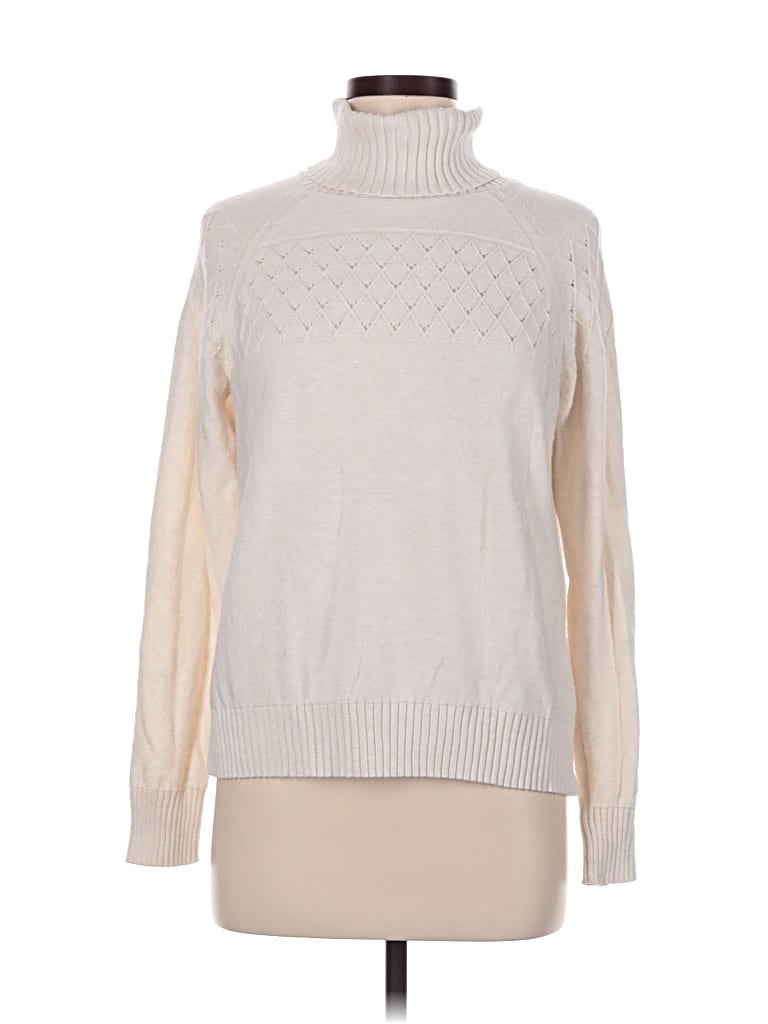 Pre-owned Banana Republic Factory Store Turtleneck Sweater In White