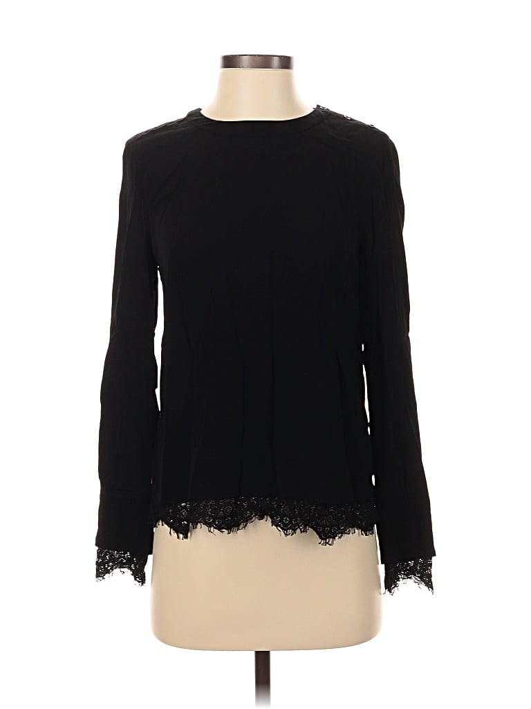 Pre-owned Wayf Long Sleeve Top Black Keyhole Neckline Tops