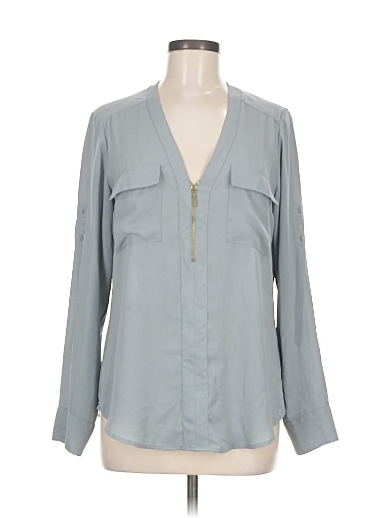 Pre-owned Express Long Sleeve Blouse In Gray