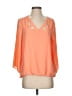 AGB 100% Polyester Orange 3/4 Sleeve Blouse Size S - photo 1